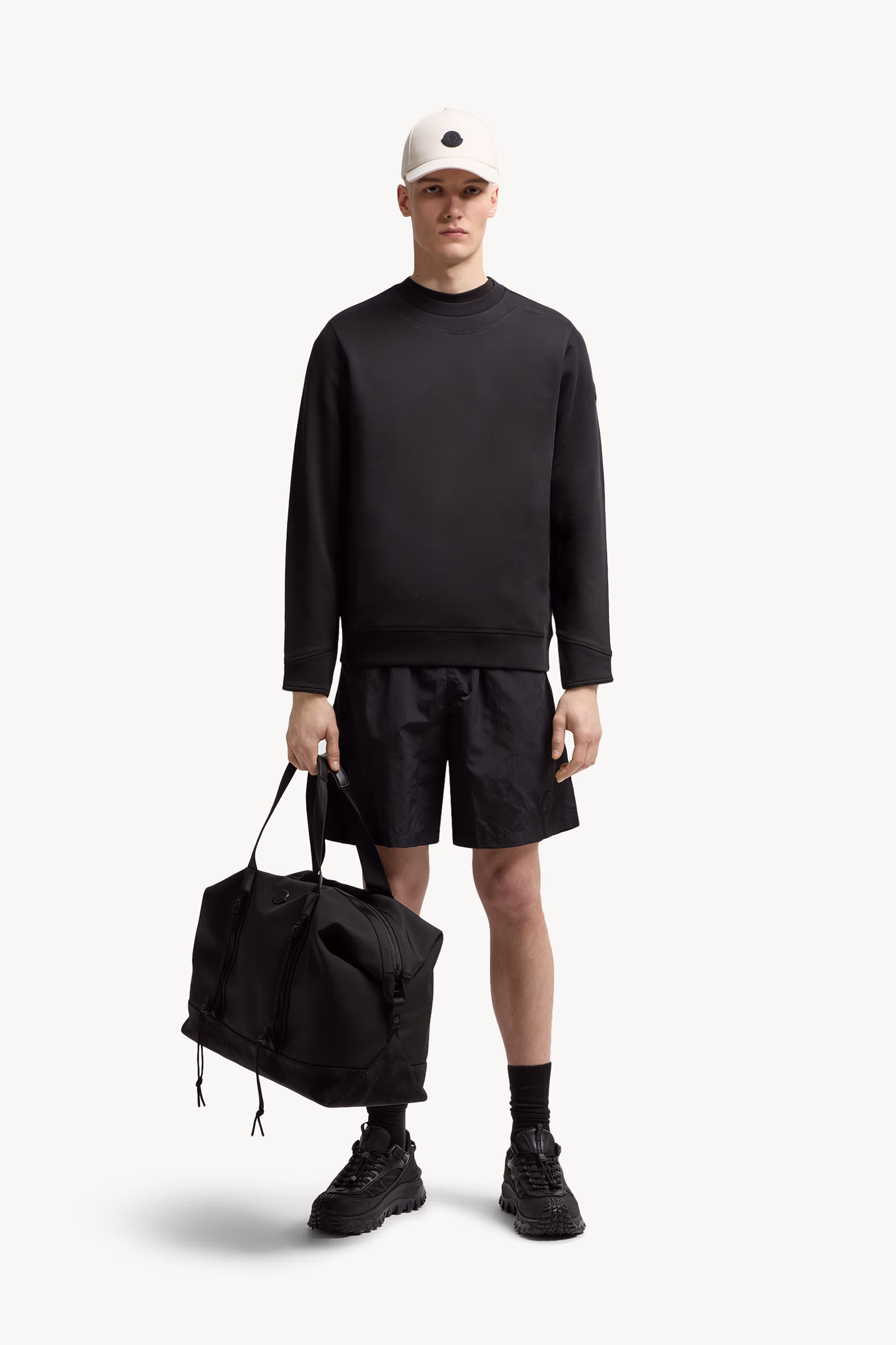 Sudadera de algodón con parche con logotipo Hombre Negro Moncler 0